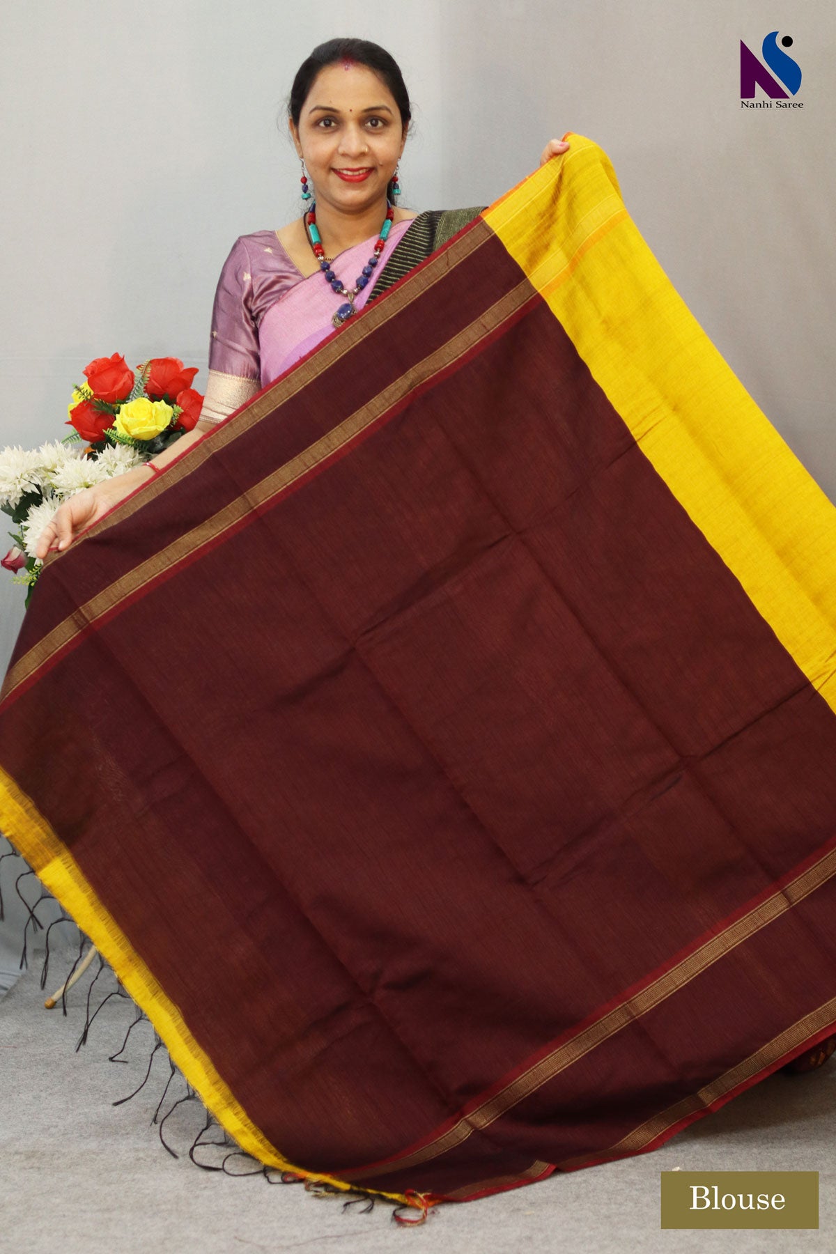 Radiant Yellow Handloom Flema Silk Saree Featuring Stylish Pattern