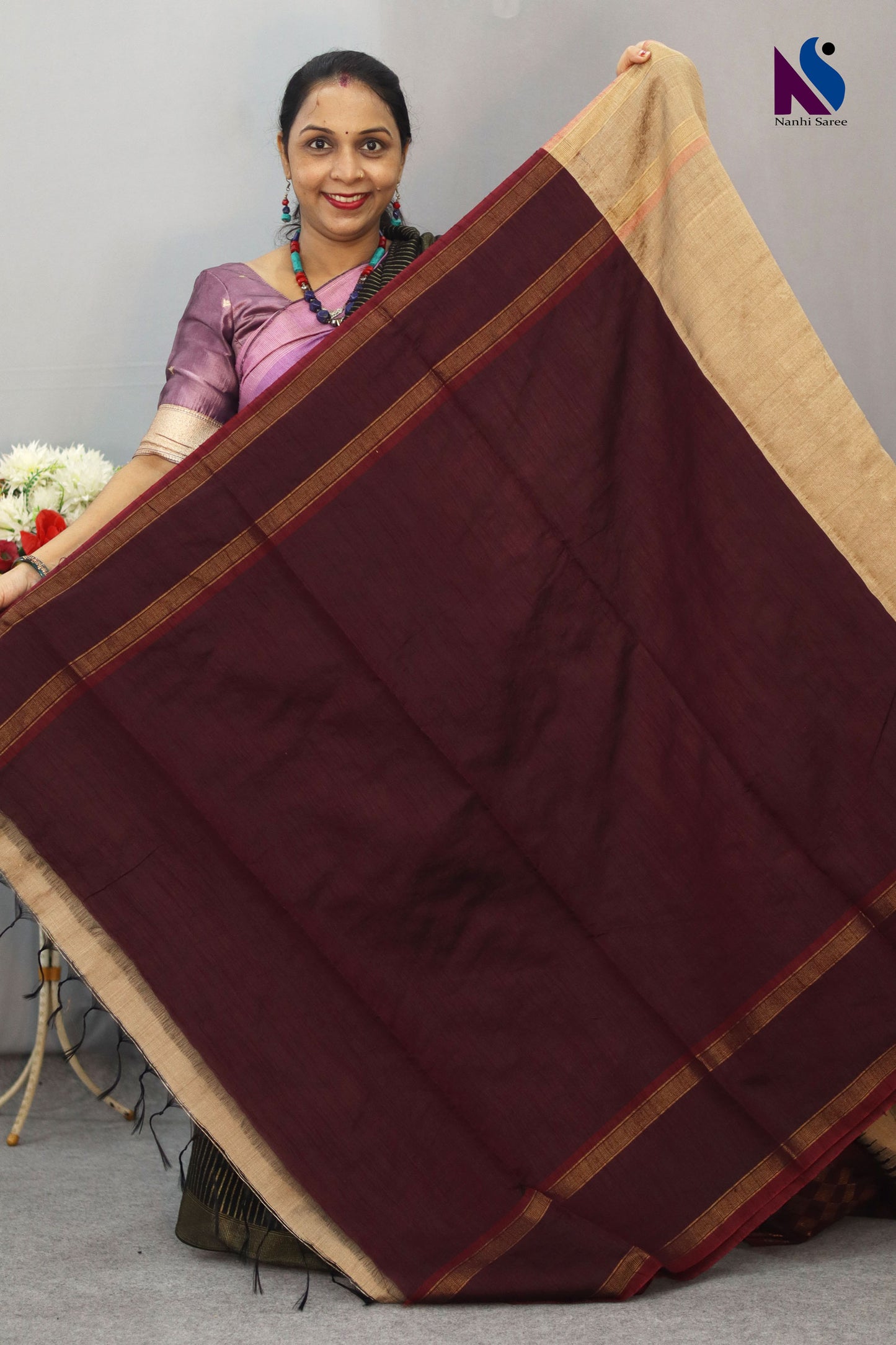 Exclusive Handloom Raw flema silk Saree with beautiful border Contrast Pallu unic design