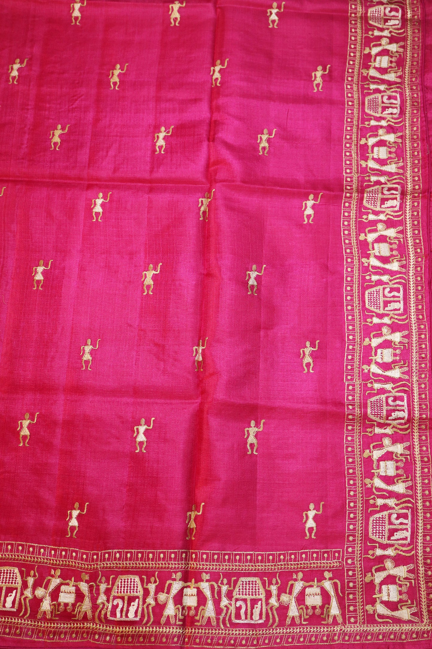 Classic Pink Tussar Silk Saree Handloom Made With Heavy Look Comfort embroidery