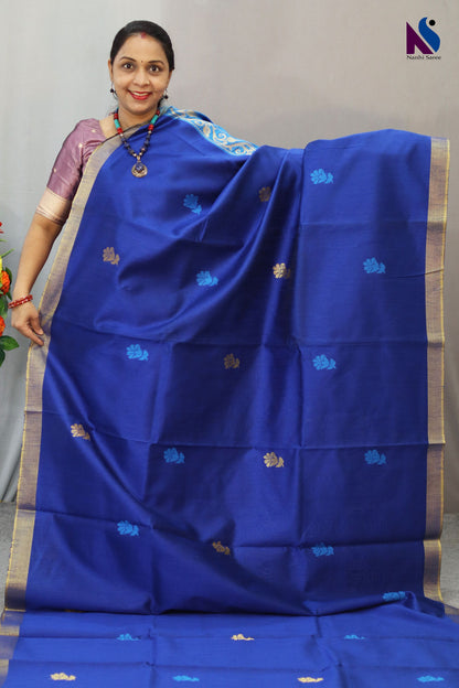 Elegant blue shade designed with fine traditional handloom weaving saree