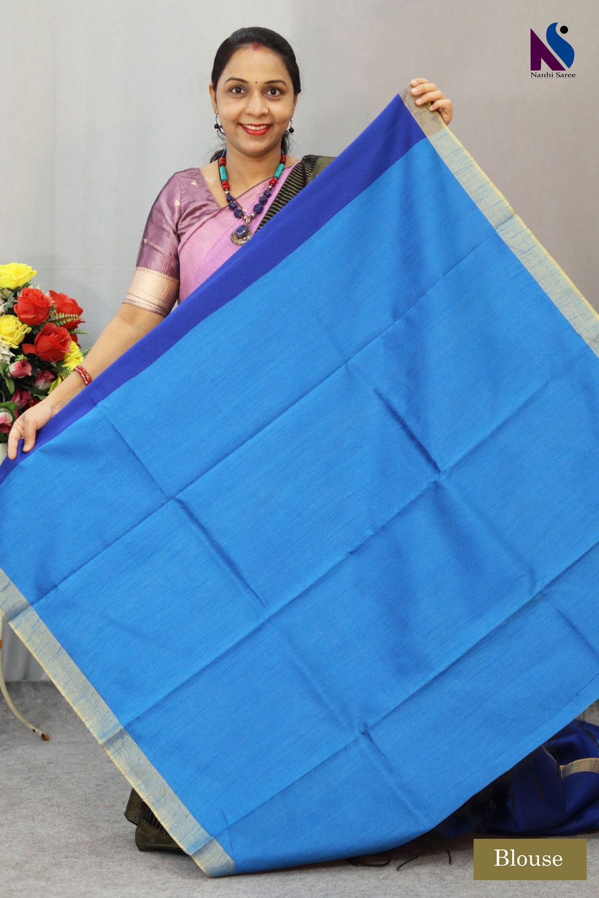 Elegant blue shade designed with fine traditional handloom weaving saree