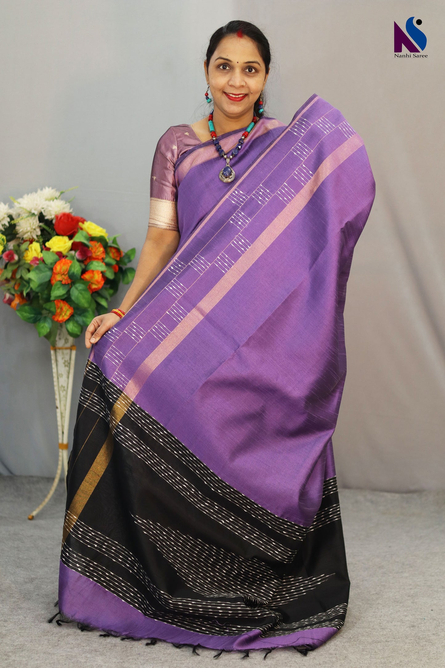 Dark purple color Handcrafted premium art tussar showcasing beautiful craftsmanship and design