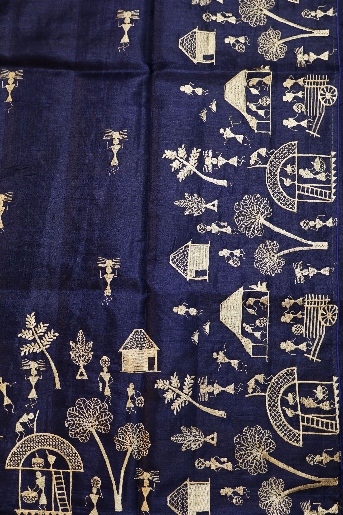 Soft Dark Blue Shade Handloom Tussar Silk Saree Designed For Premium Comfort