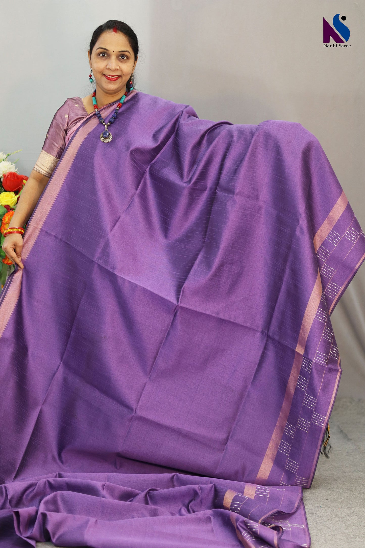 Dark purple color Handcrafted premium art tussar showcasing beautiful craftsmanship and design