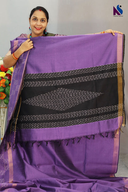 Dark purple color Handcrafted premium art tussar showcasing beautiful craftsmanship and design