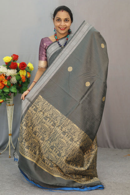 Light Grey Saree Crafted with Handwoven Powerloom Elegance