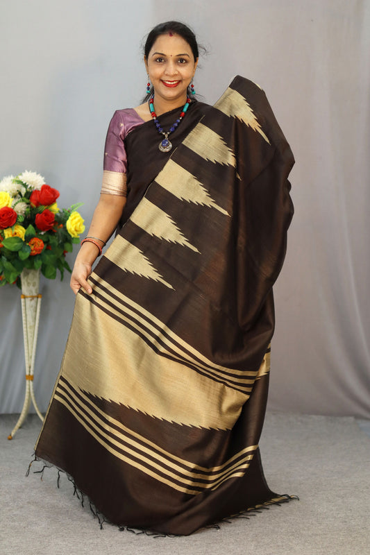 Dark Coffee Colour Art Silk Saree | Timeless Graceful Look