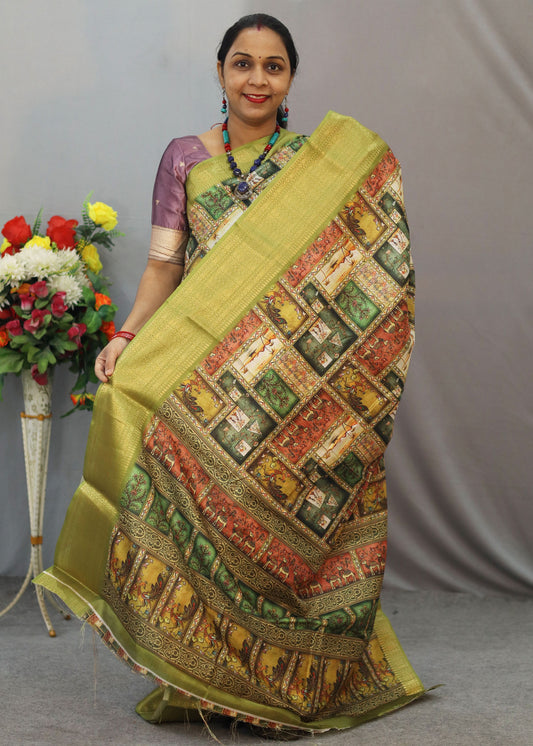 Elegant semi Cotton Silk Saree Crafted with Beautiful All-Over traditional art Weave for a Graceful Traditional Look