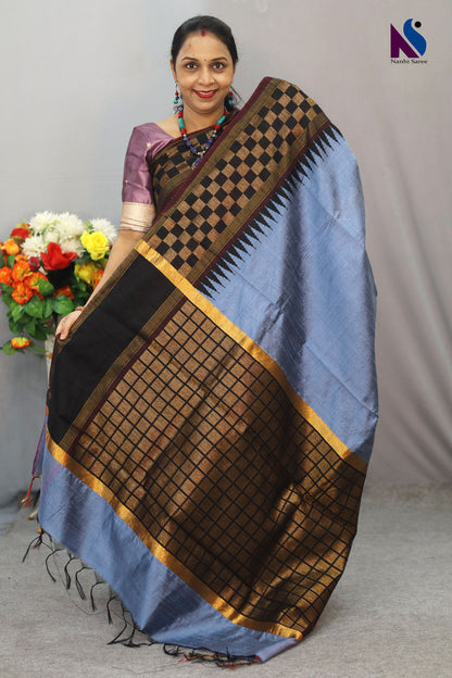 charming Handloom Raw flema silk Saree with beautiful border Contrast Pallu unic design