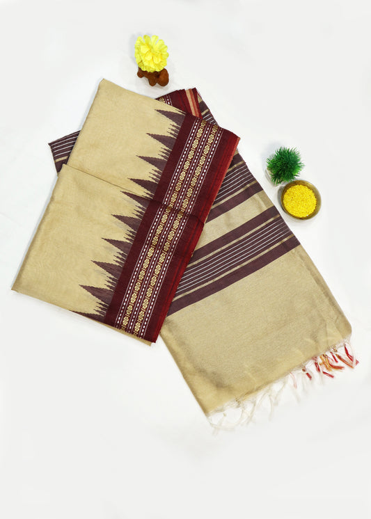 Handwoven Tussar Colour Art Silk Saree | Subtle & Elegant