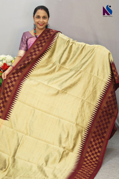 Attractive Handloom Raw flema silk Saree with beautiful border Contrast Pallu unic design