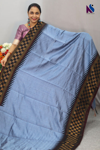 charming Handloom Raw flema silk Saree with beautiful border Contrast Pallu unic design