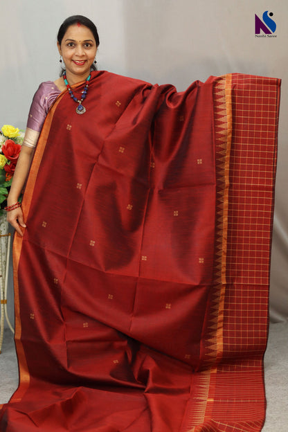 Striking wine red handloom weave that speaks of heritage and modern charm