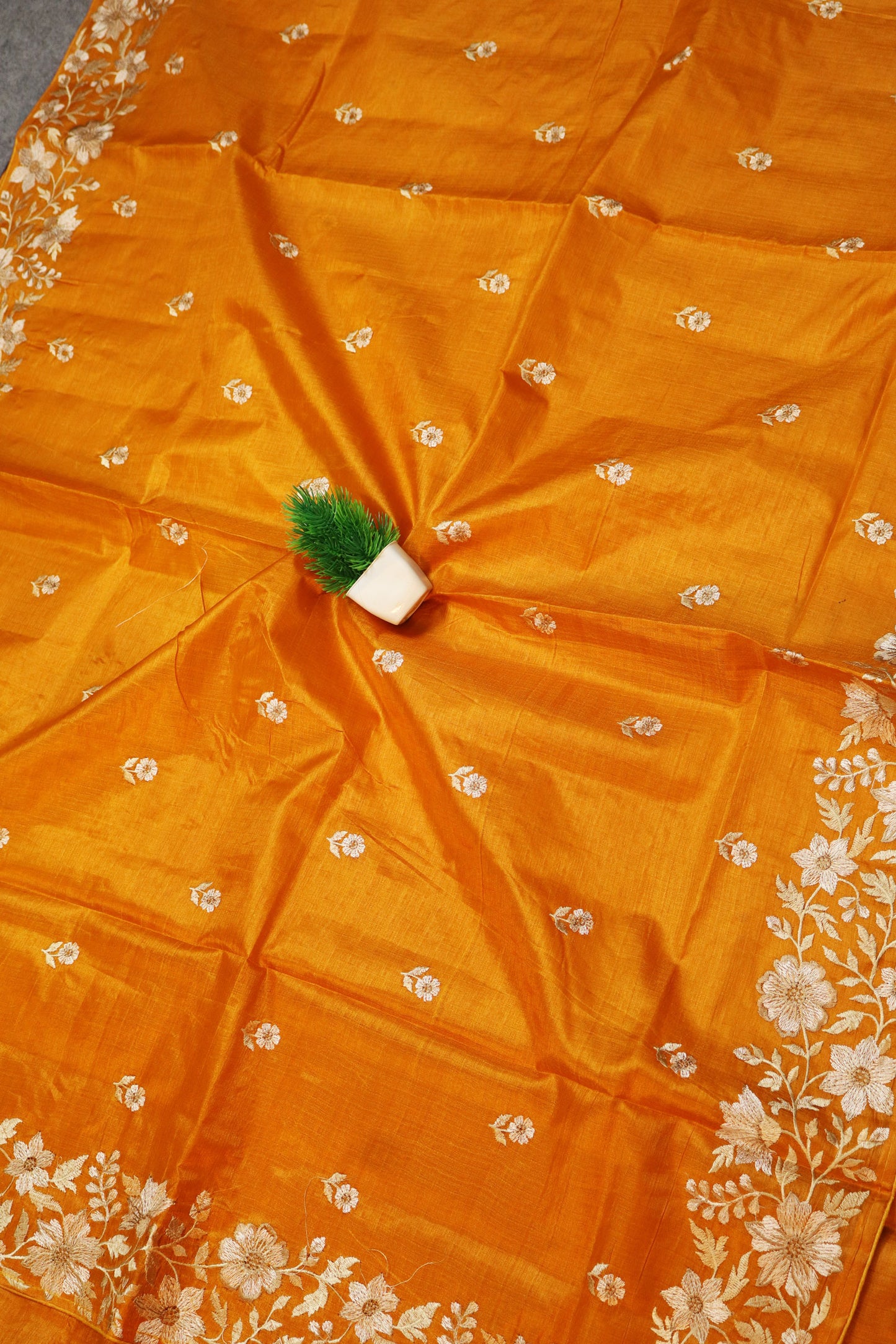 Rich Embroidered Handcrafted premium art tussar Saree With Heavy Look Appeal