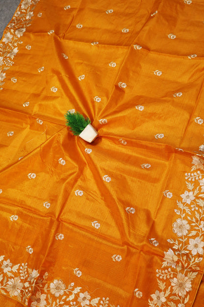 Rich Embroidered Handcrafted premium art tussar Saree With Heavy Look Appeal