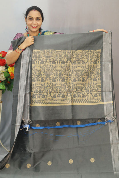 Light Grey Saree Crafted with Handwoven Powerloom Elegance