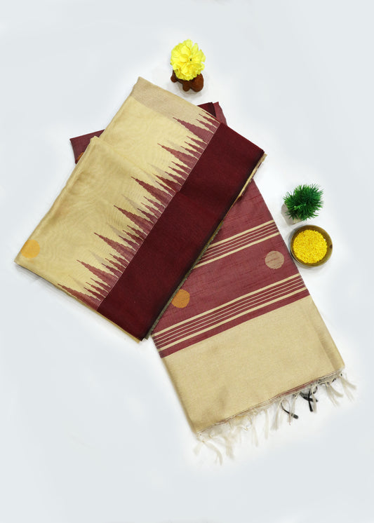 Handwoven Tussar Art Silk Saree | Elegant Natural Drape