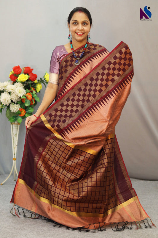 Premium Handloom Flema Silk Saree with Black Golden Pallu – Beautiful Colour Combination