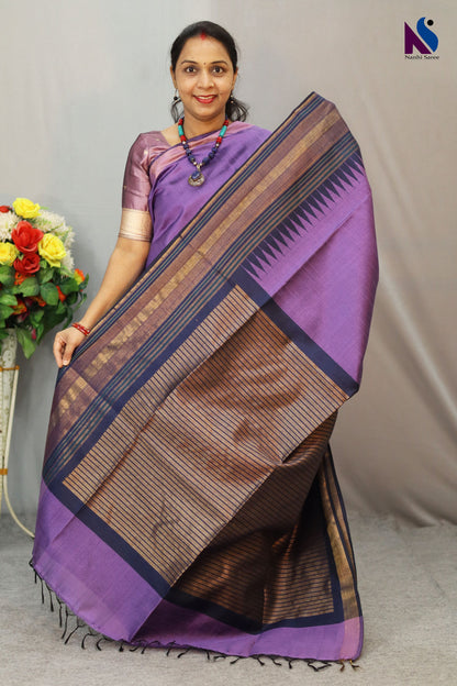 Regal purple handloom saree with a bold and elegant presence