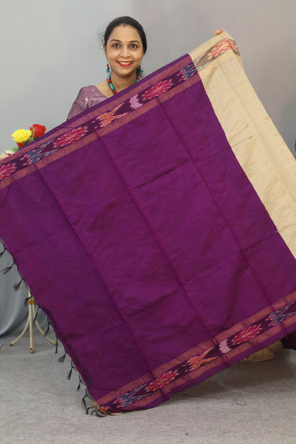 Handwoven Flema Silk Saree tussar colour Ikkat Charm.