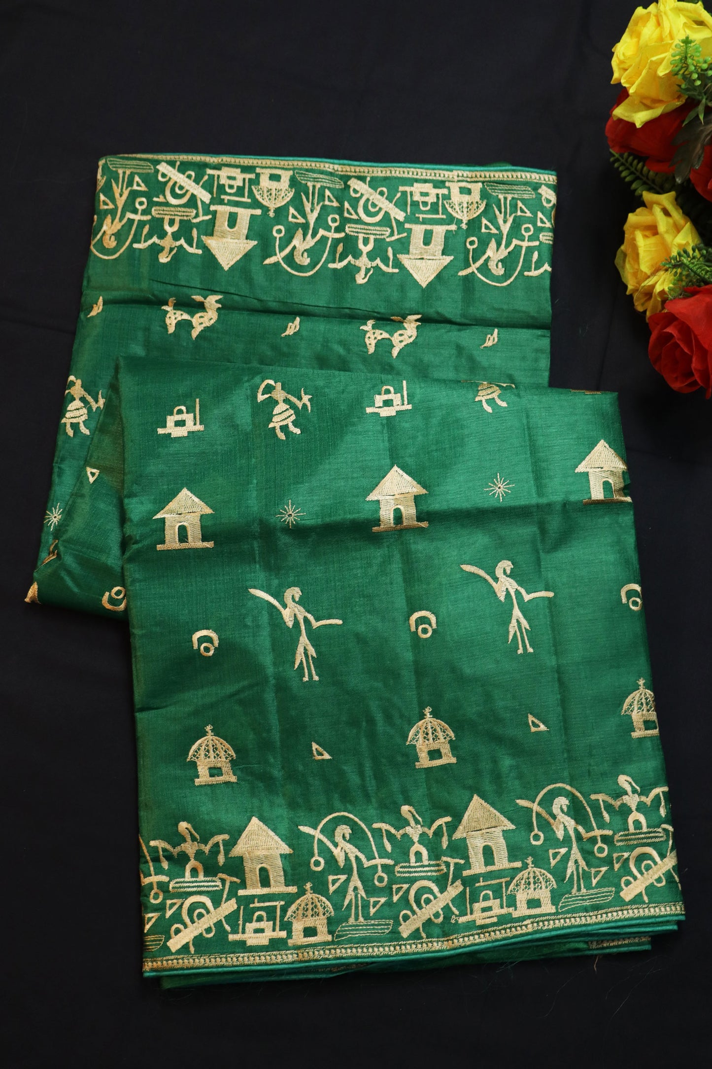 Classic Green Tussar Silk Saree Handloom Made With Rich Heavy Look Appeal