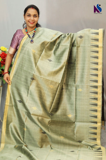 Airy pastel green hue crafted in a delicate handloom weave