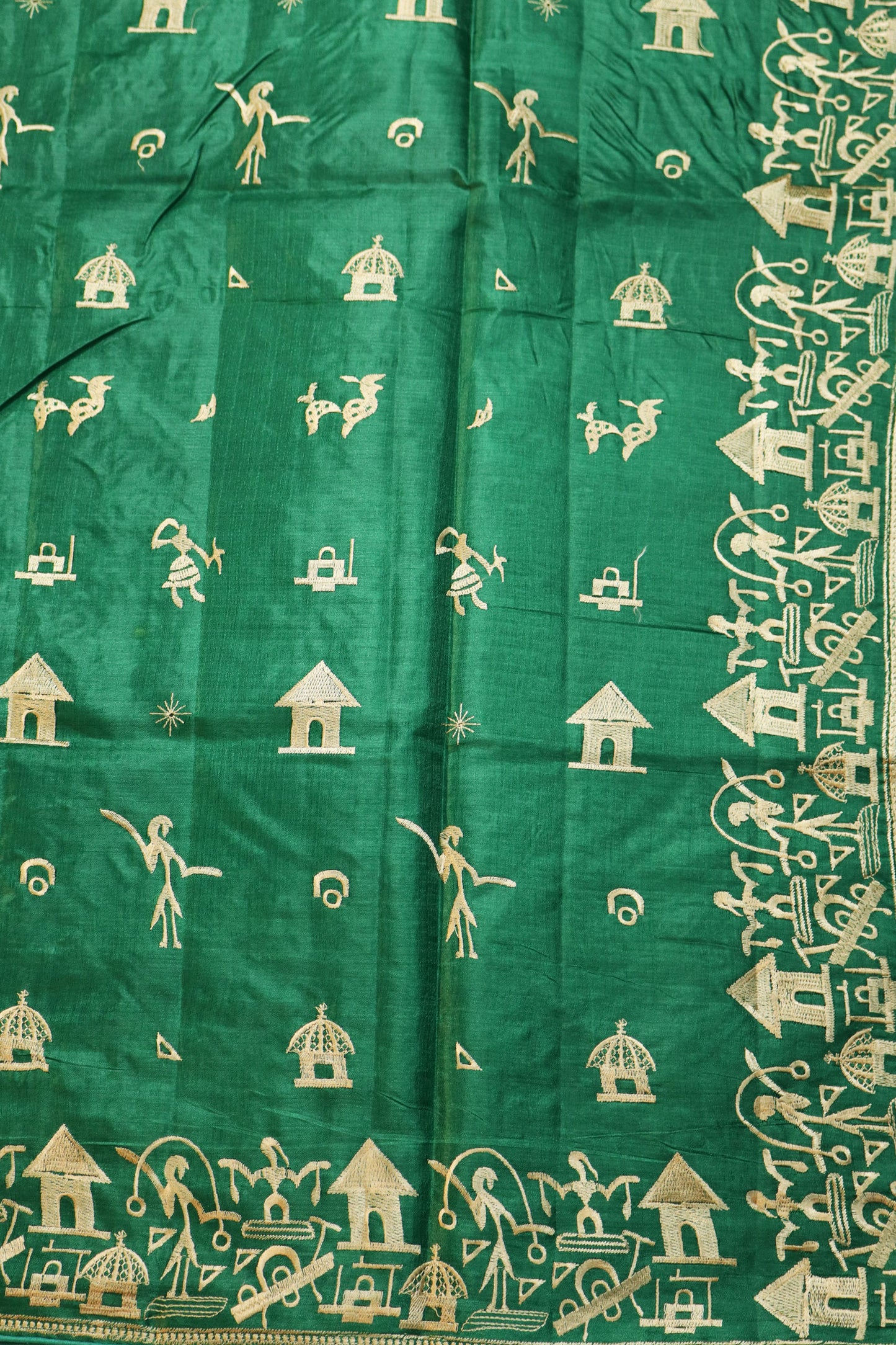 Classic Green Tussar Silk Saree Handloom Made With Rich Heavy Look Appeal