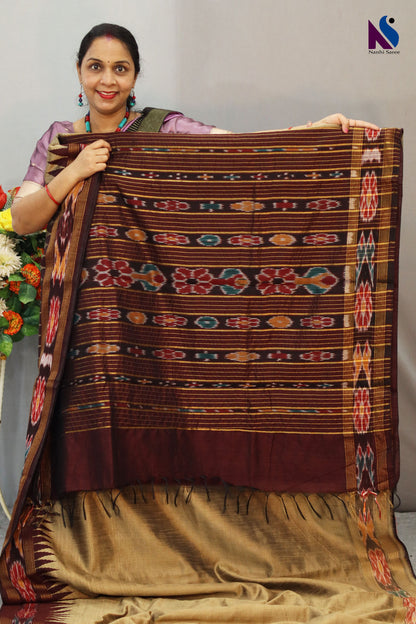 Attractive pochampalli design Flema Silk Saree with ekkat border – Beautiful Colour Combination