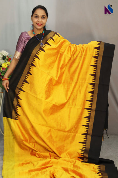 Soft light yellow handloom saree perfect for daytime elegance
