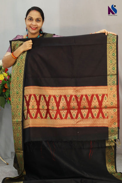 Rich black Handcrafted premium art tussar saree with beautiful craftsmanship and design