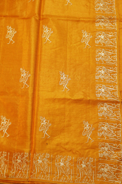 Authentic Handloom Light Yellow Tussar Silk Saree Perfect For Elegant Special Occasions