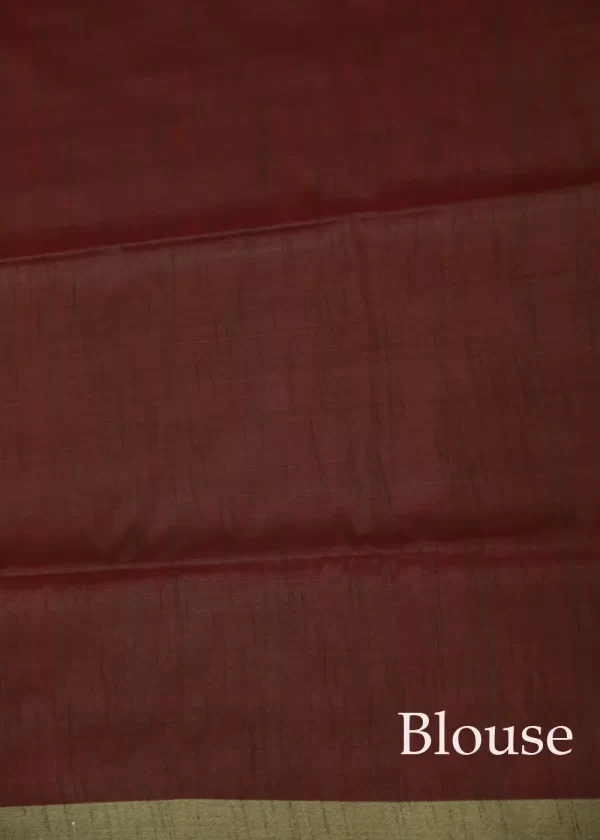 Stylish Wine Red Saree with Elegant Coffee Color Pallu"Art Silk" - Image 3
