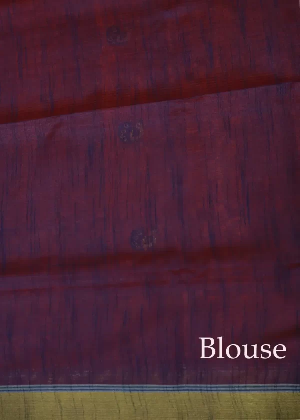 Orange colour Saree with Elegant Violet Pallu Design"Art Silk" - Image 3