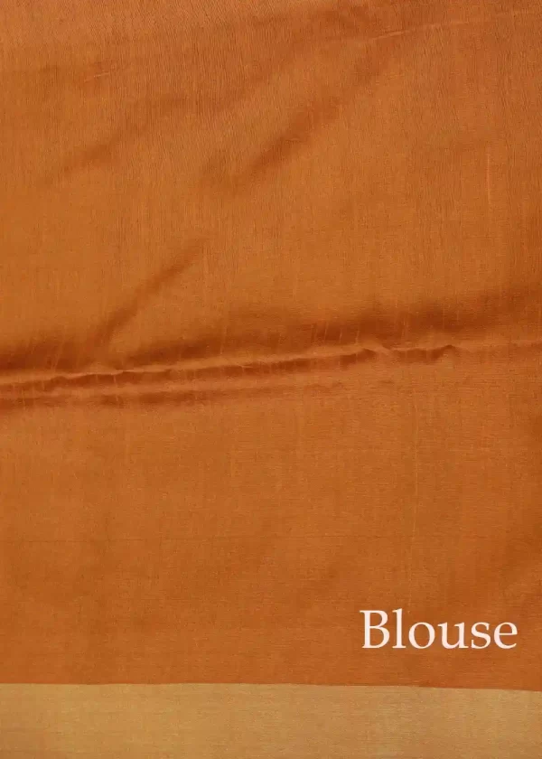 Mehndi Colour Saree with Elegant Orange Pallu"Art Silk" - Image 3