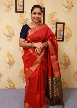 Stylish Wine Red Saree with Elegant Coffee Color Pallu"Art Silk"