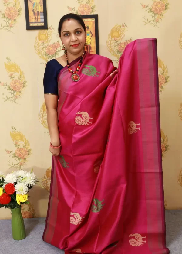 Traditional artistry meets timeless beauty in this pink saree." - Image 2