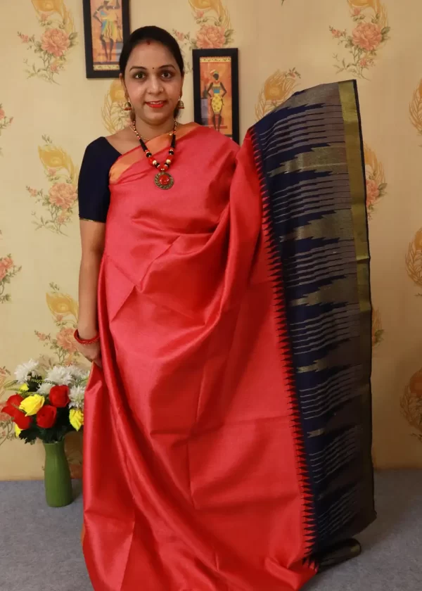 Light pink hand-woven saree, a perfect mix of grace and tradition." - Image 2
