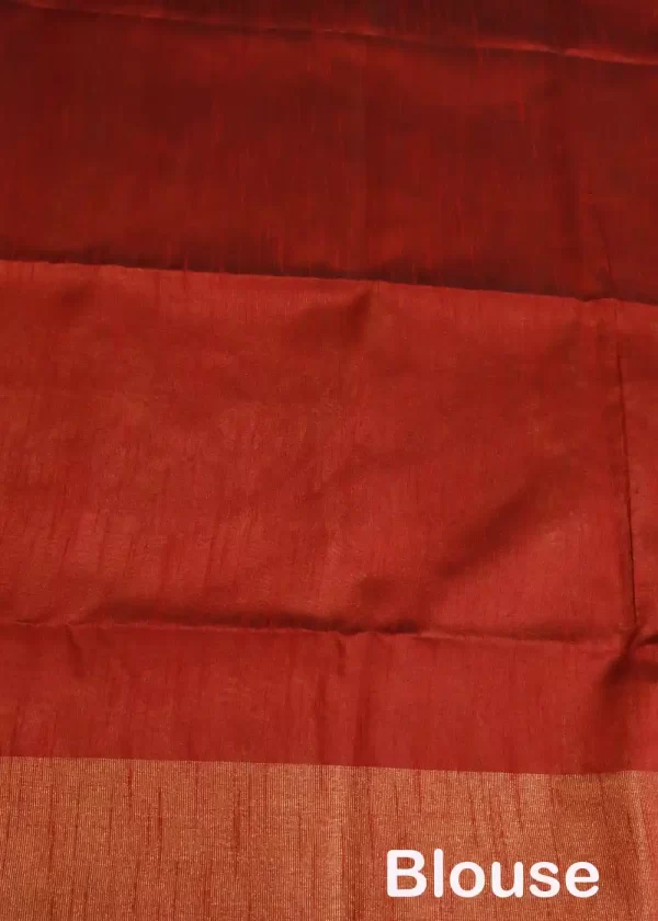 "Elegant orange and turmeric yellow hand-woven saree, crafted beautifully." - Image 4