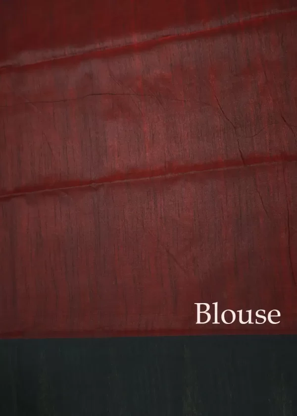 "Red temple stripe art silk saree with intricate pallu design." - Image 3