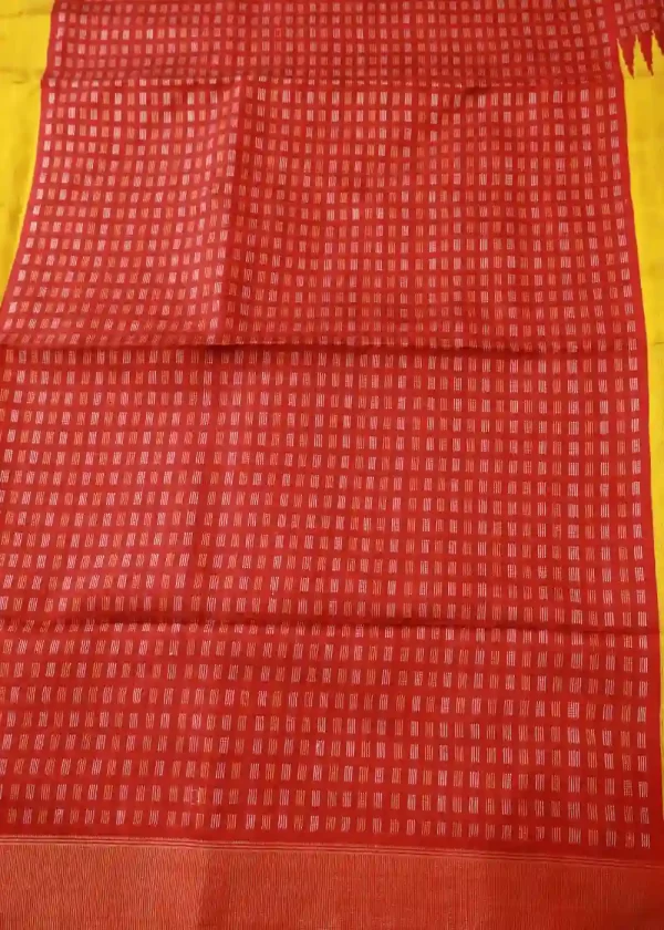 "Elegant yellow hand-woven saree, crafted with intricate artistry." - Image 3