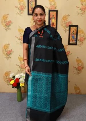 "Graceful handloom saree, exuding charm in classic black."