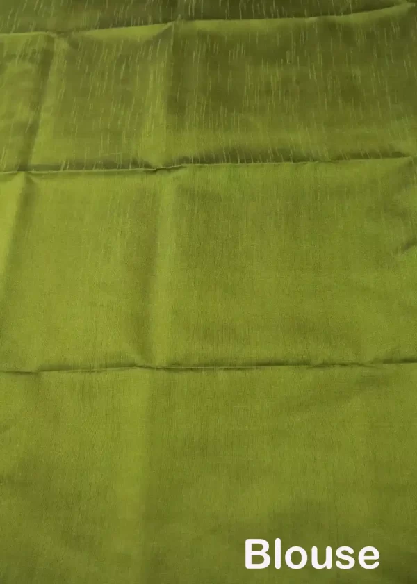 "Graceful mehendi green hand-woven saree, woven with elegance." - Image 4