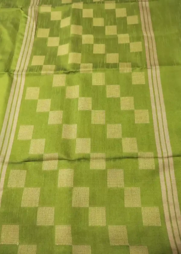 "Graceful mehendi green hand-woven saree, woven with elegance." - Image 3