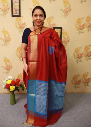 Traditional Red Art Silk Saree | Timeless Indian Beauty