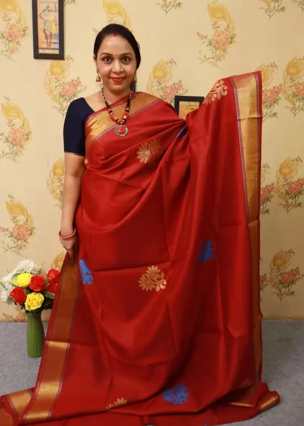 Traditional Red Art Silk Saree | Timeless Indian Beauty - Image 2