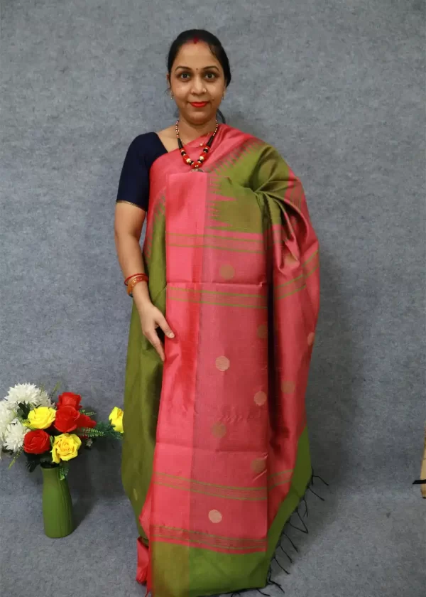 Elegant Mehendi Green Saree | Handwoven Ethnic Grace