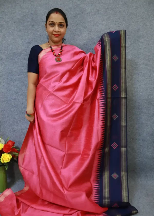 Pink Art Silk Saree | Charming Look with Subtle Shine - Image 2