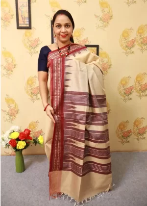 Handwoven Tussar Colour Art Silk Saree | Subtle & Elegant