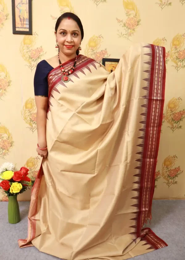 Handwoven Tussar Colour Art Silk Saree | Subtle & Elegant - Image 2