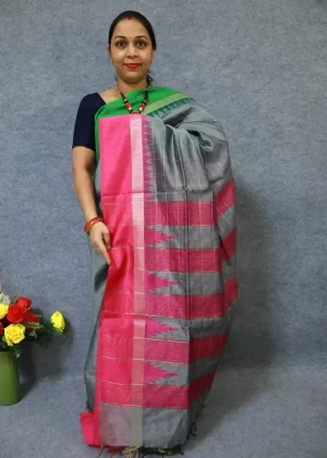 Handwoven Grey Art Silk Saree | Subtle Sophisticated Charm